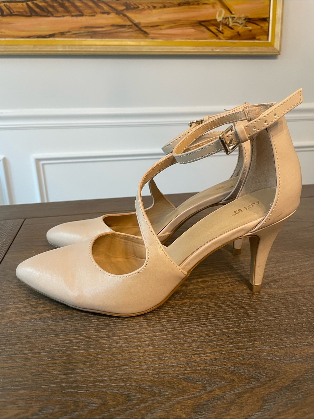 Apt. 9 Beige Crisscross Ankle-Strap Pointed Pumps